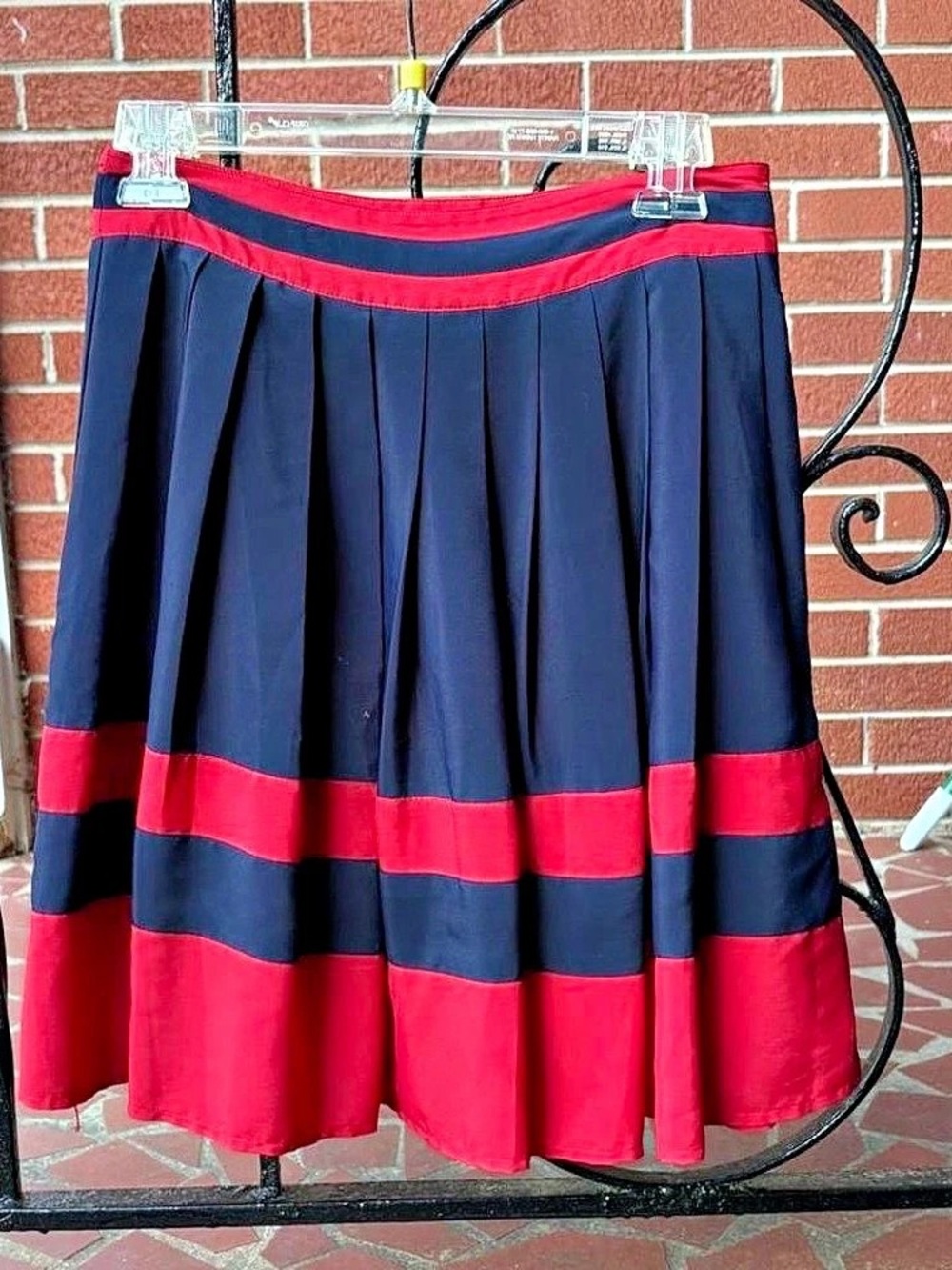 Tommy Hilfiger Color Block Pleated Mini Skirt